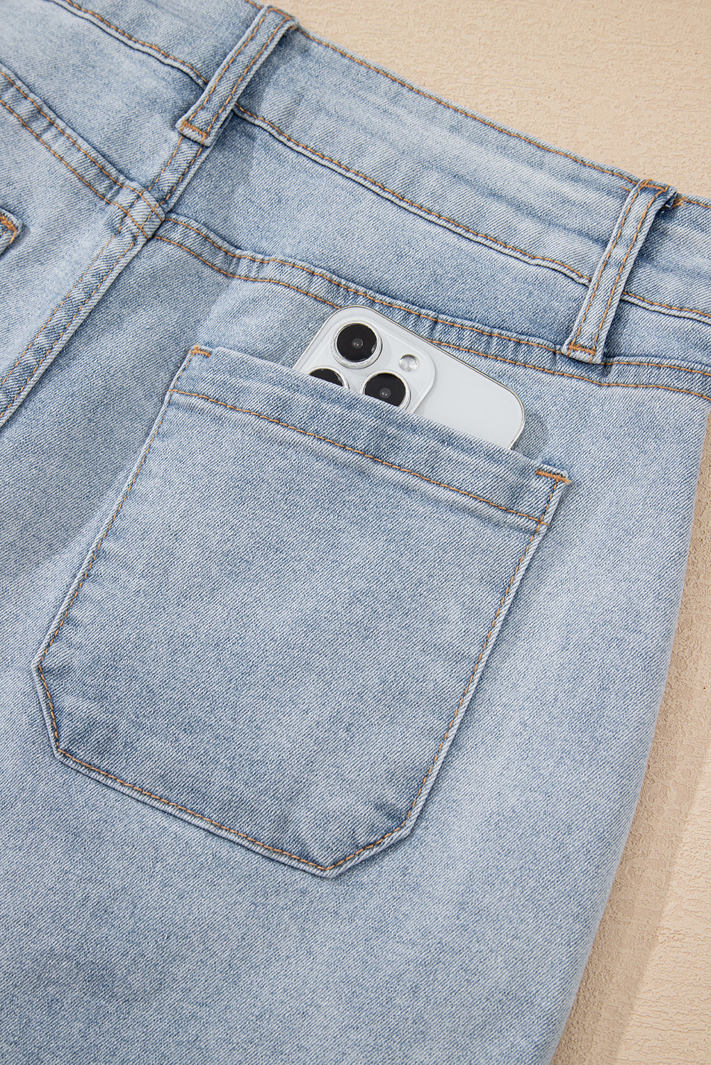 Beau Blue Light Wash High Rise Denim Shorts BB Fashion Outlet