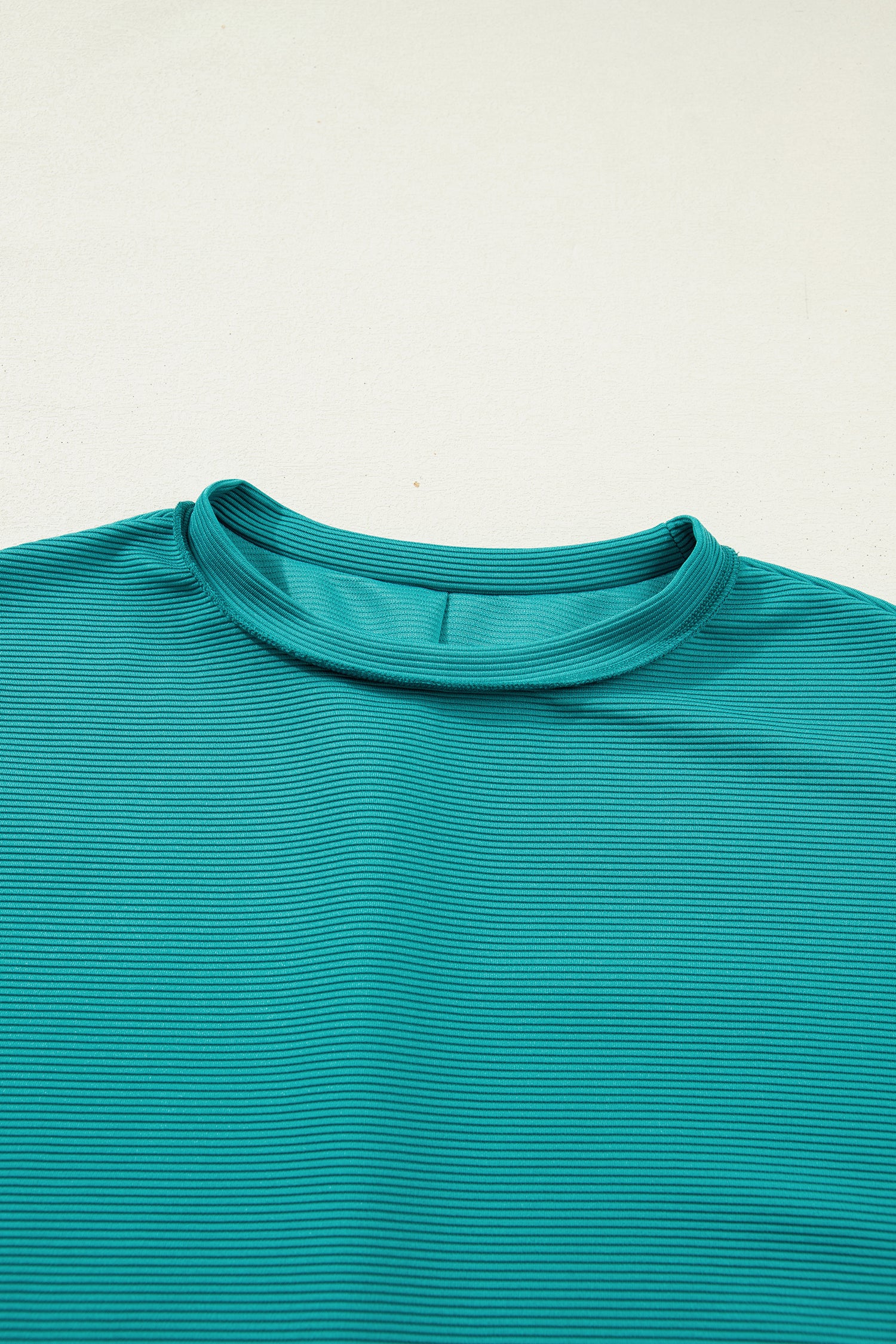 Horizontal Ribbed Exposed Seam Detail Drop Shoulder Baggy Pullover