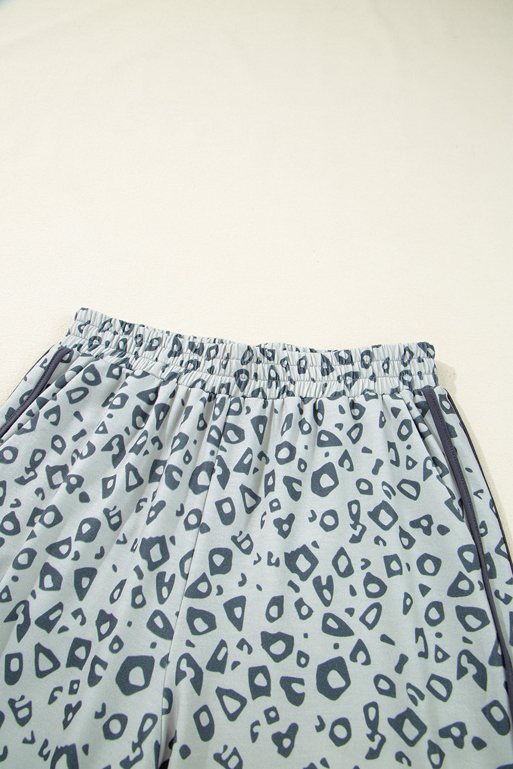Grey Leopard High Waist Side Bow Straight Leg eAura