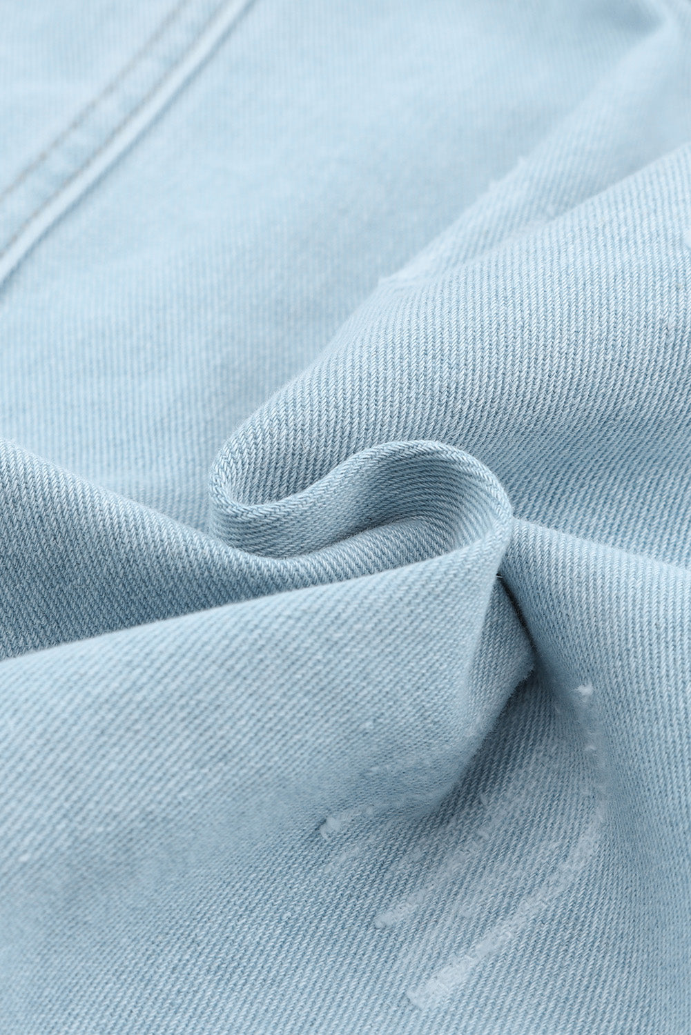 Sky Blue Flap Pocket Buttoned Raw Hem Denim Jacket eAura