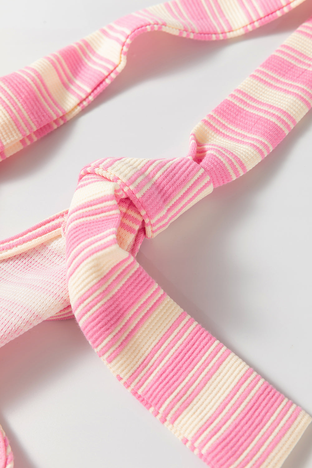 Pink Stripe Knotted Strap Patched Pocket Romper eAura