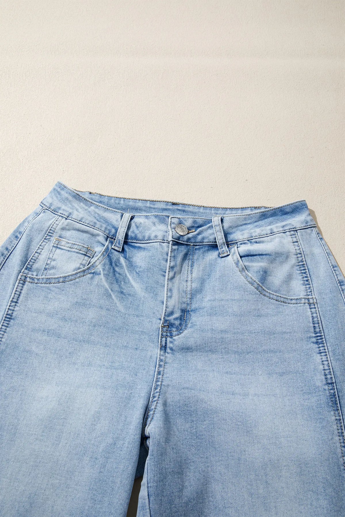 Raw Hem Turnup Loose Ankle-length Jeans – Sail Blue