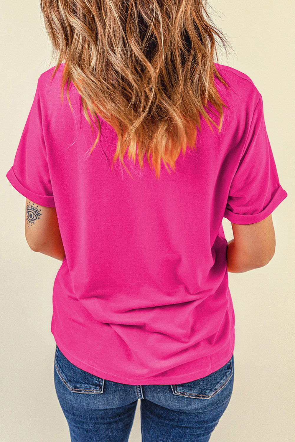 Casual Plain Crew Neck Tee T-Shirt