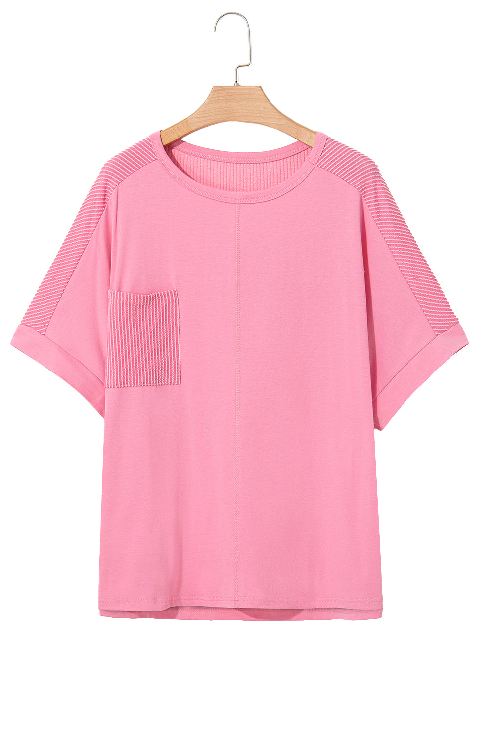 Bonbon Ribbed Patchwork Pocketed Plus Size T Shirt BB Fashion Outlet