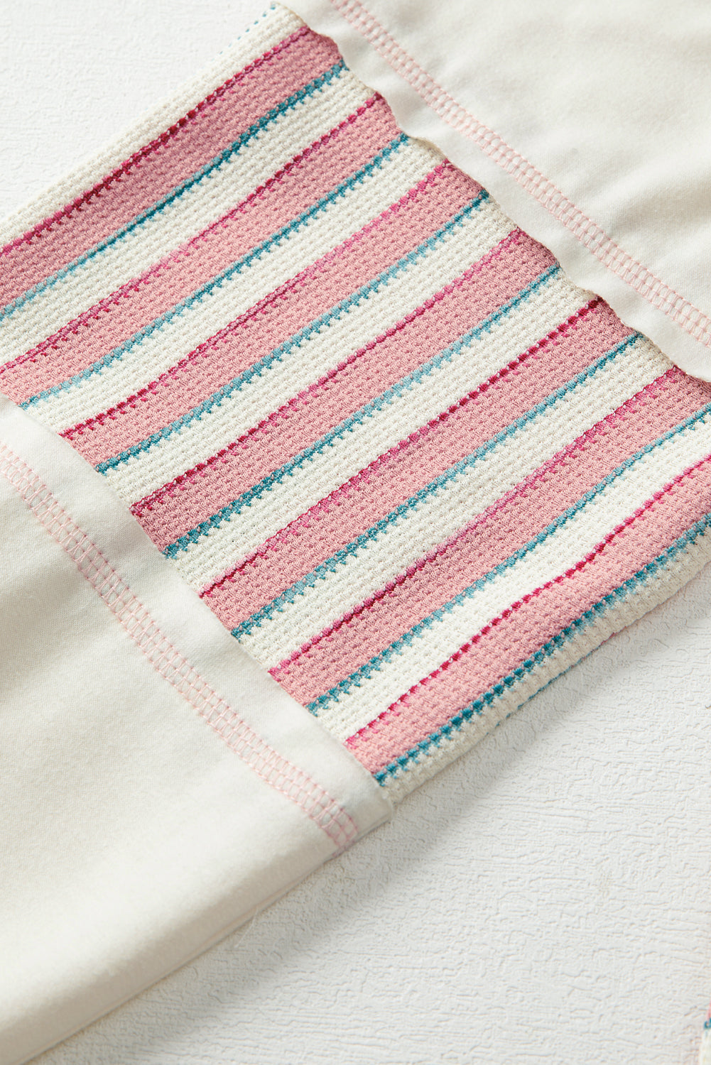 Stripe Stitched Detail Patchwork Oversized Pullover Top - eAura