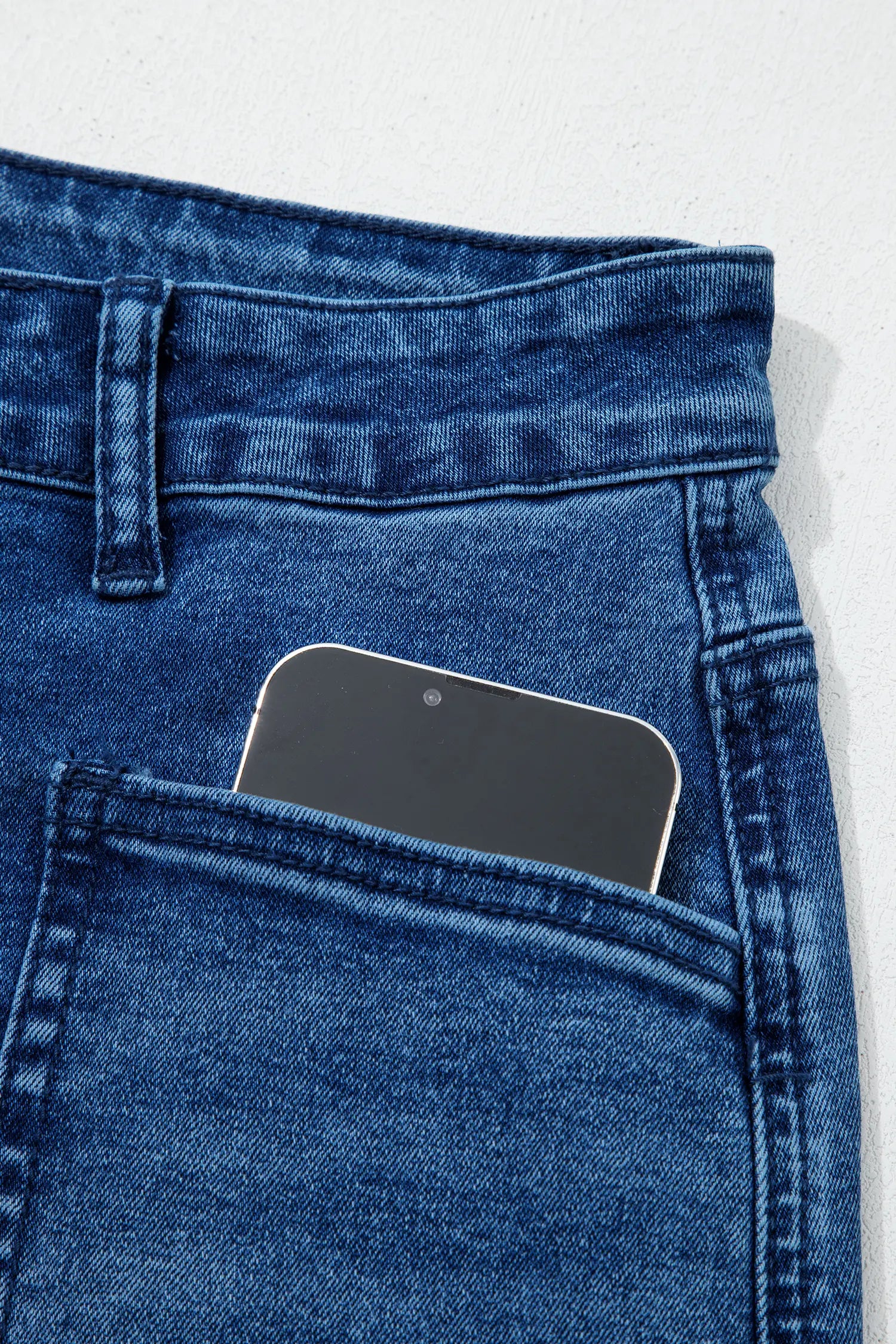 Sail Blue Frayed Cropped Barrel Jeans