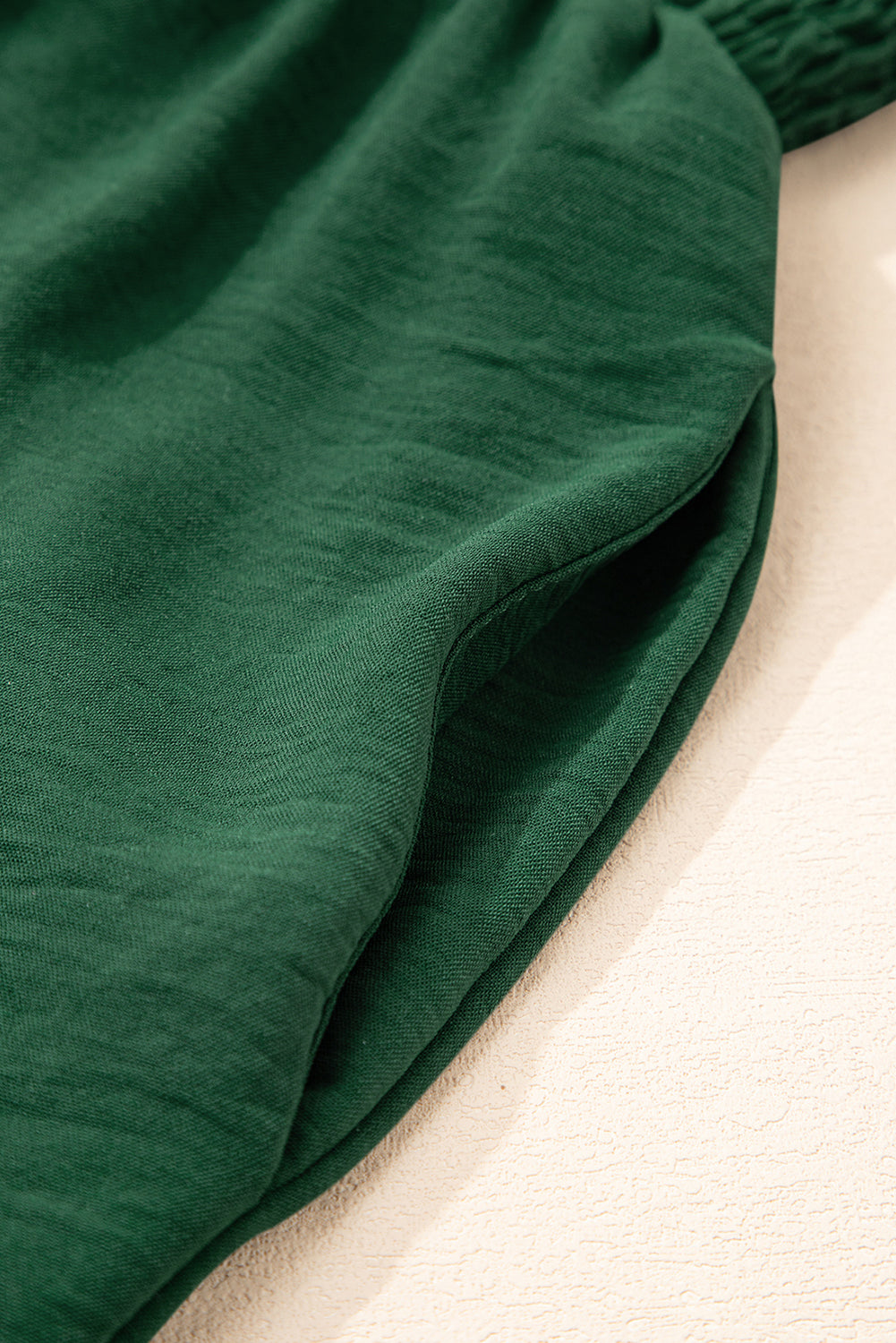 Green Smocked Sleeveless Wide Leg Jumpsuit with Pockets eAura