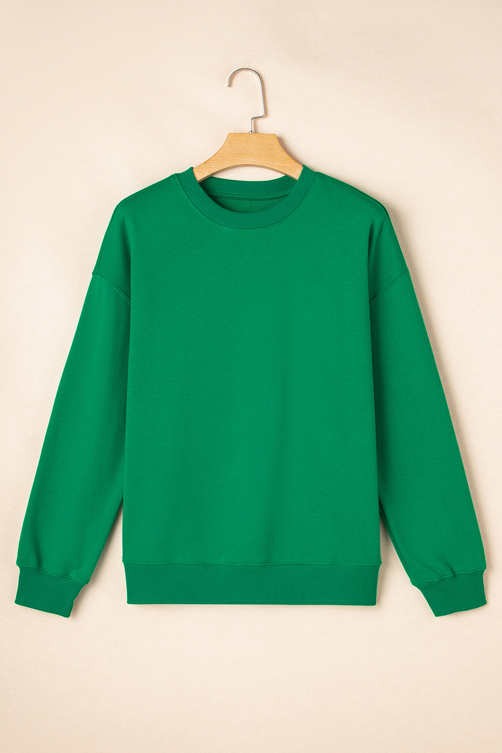 Dark Green Solid Classic Crewneck Pullover Sweatshirt eAura