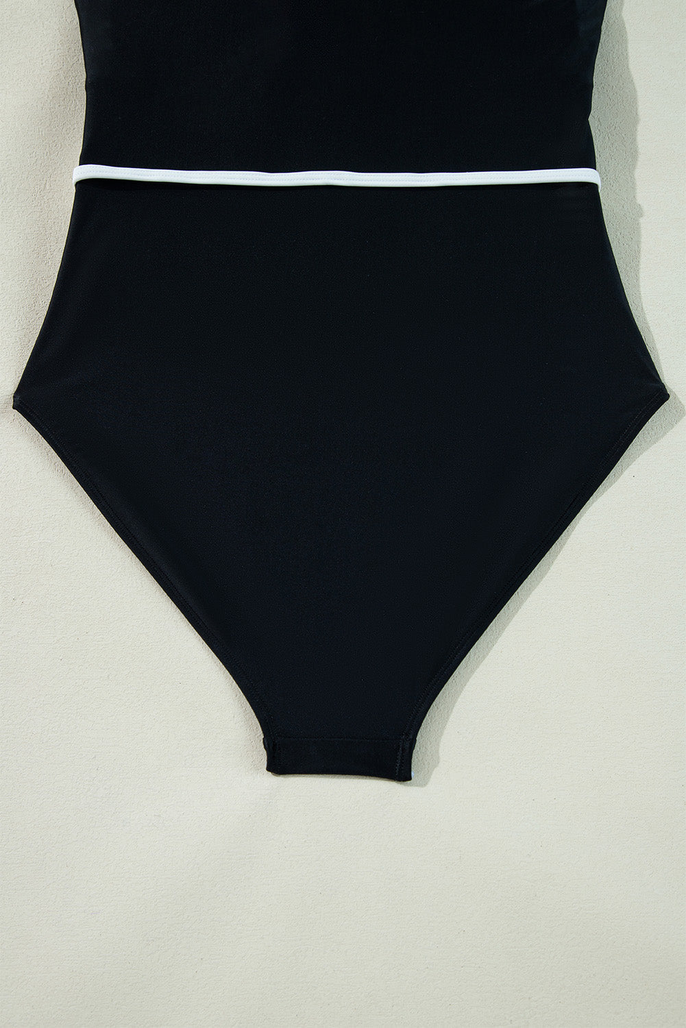 Black Colour Contrast Ruffled Wrap V Neck Swimsuit eAura