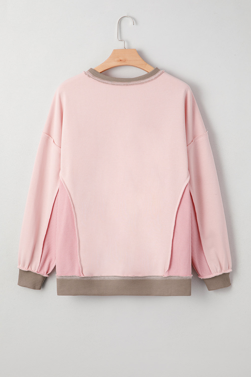 Mix Texture Waffle Patchwork Oversize Sweatshirt - eAura