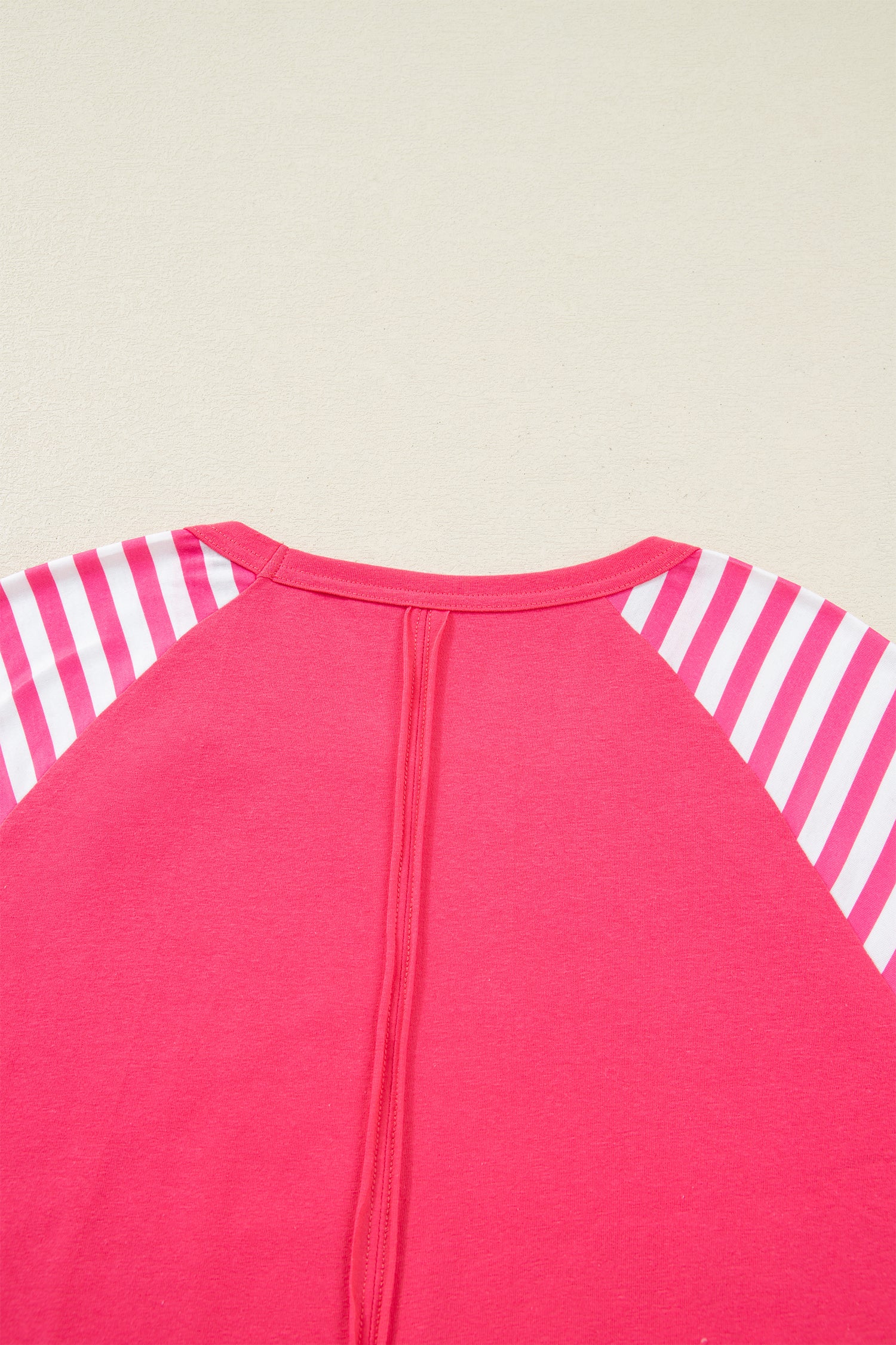Pink Heart Shape Striped Patchwork Long Sleeve Loose Top - Tops/Long Tops