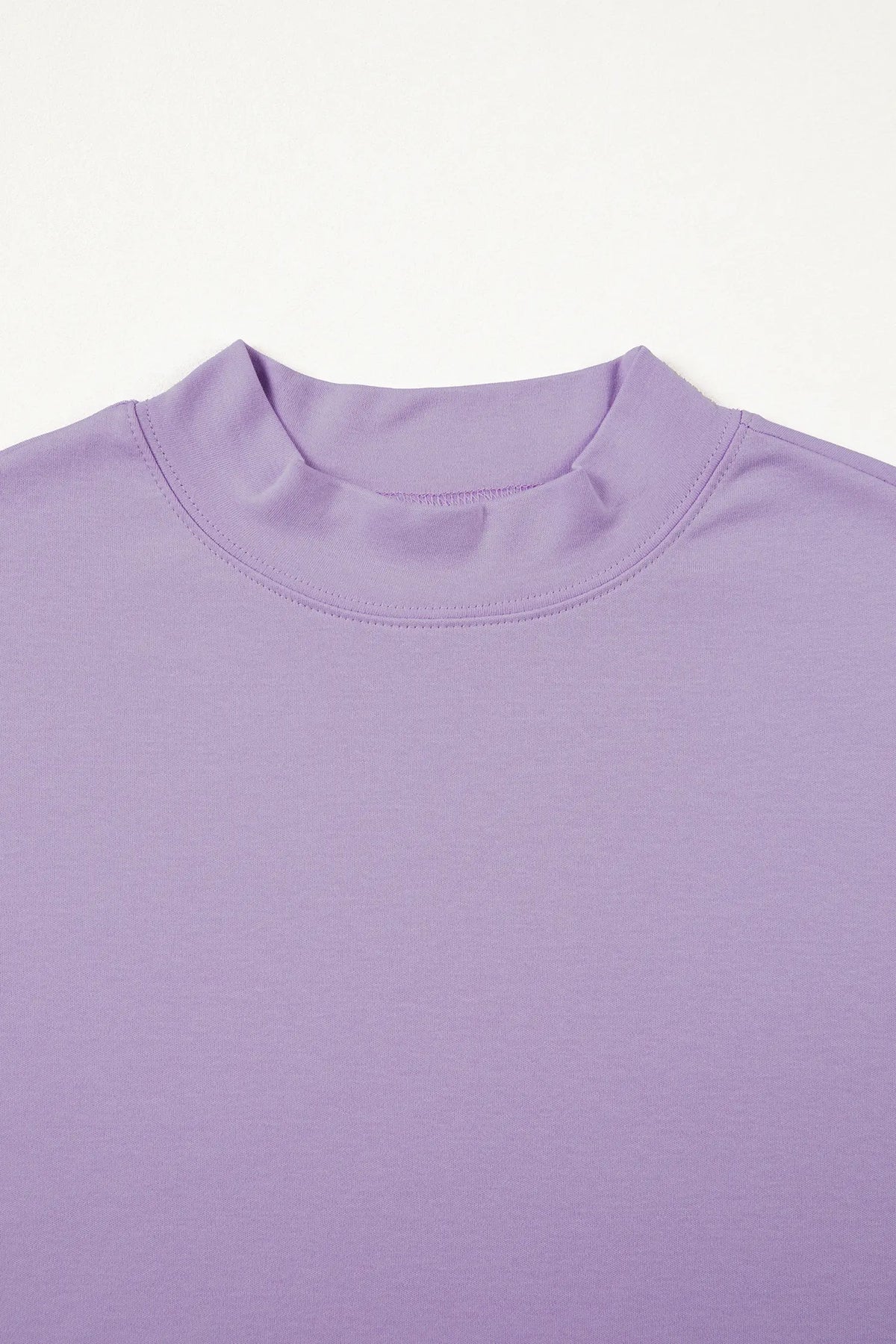 Solid Colour High Neck Oversize Tee – Wisteria