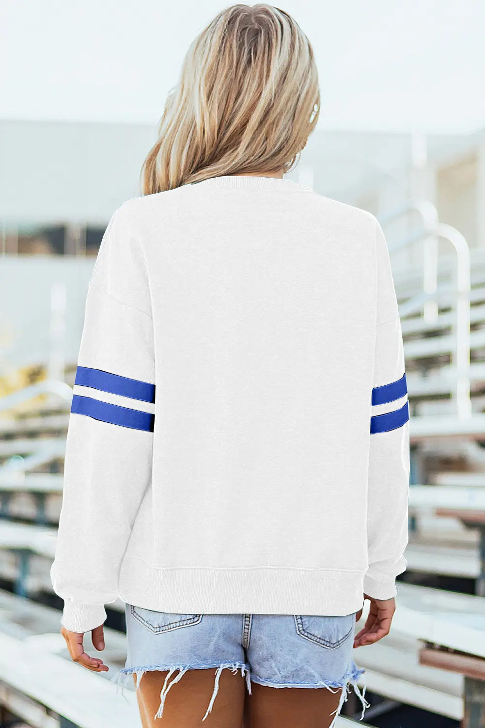 Striped Detail Drop Shoulder Oversized Sweatshirt