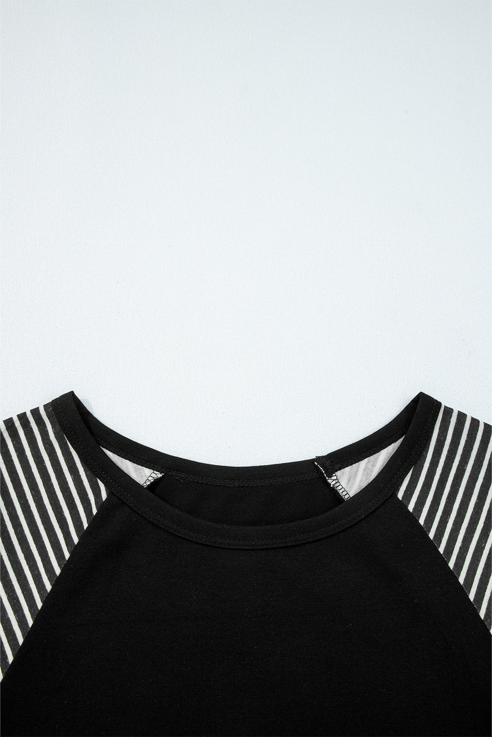 Contrast Print Striped Raglan Long Sleeve Loose Top - eAura