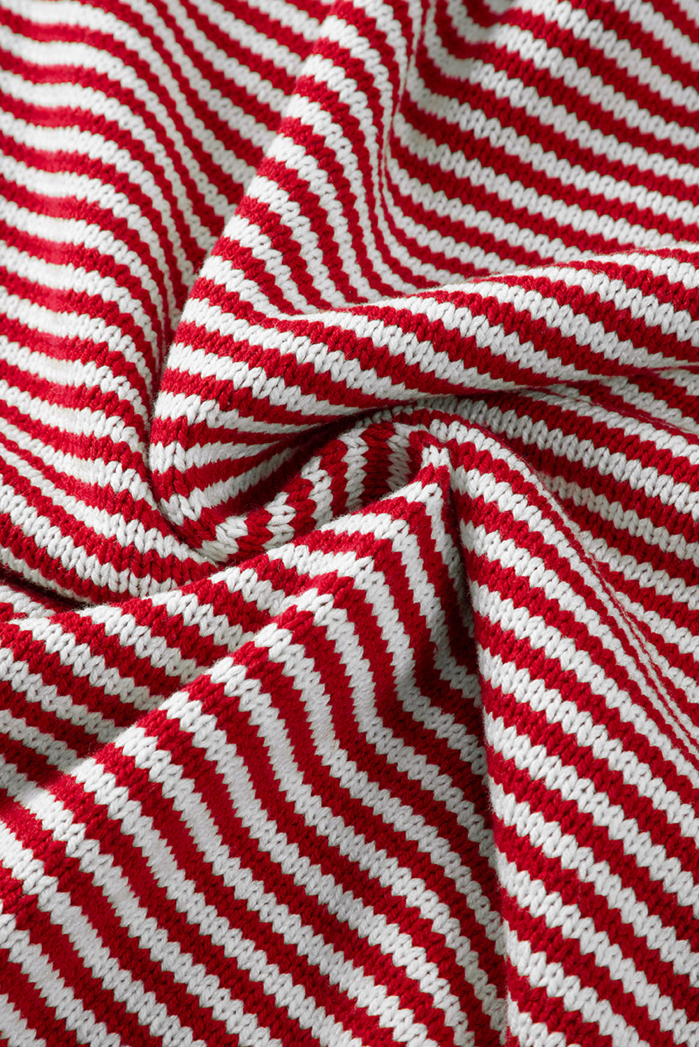 Red Stripe Geometric Textured Drop Shoulder Sweater eAura