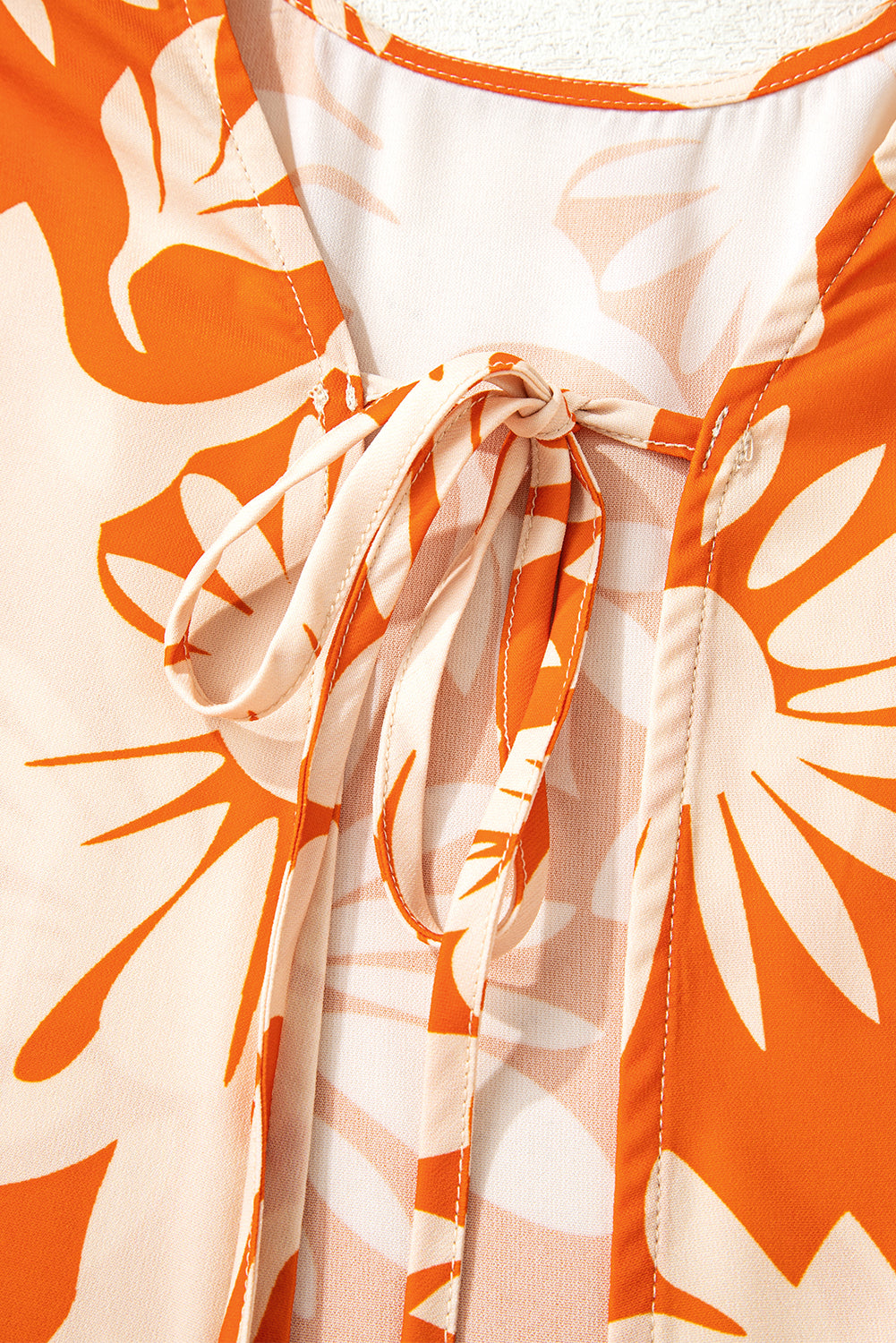 Floral Print Open Back Long Sleeve Blouse - eAura