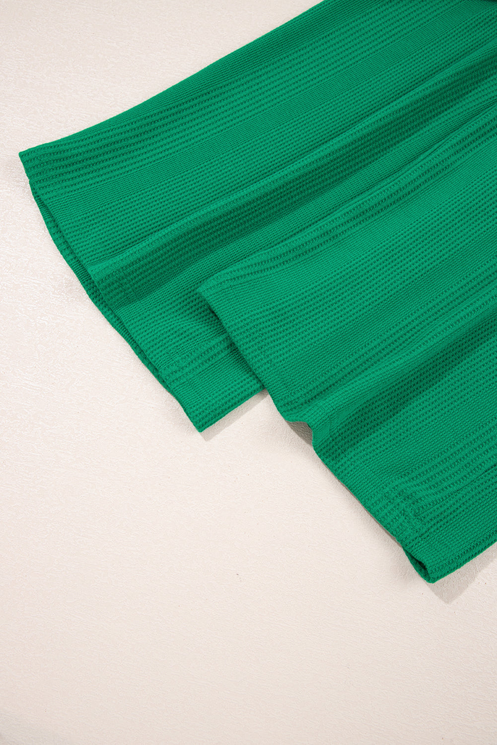 Green Solid Colour Ribbed Ruffle Tank Top and Trousers Set eAura