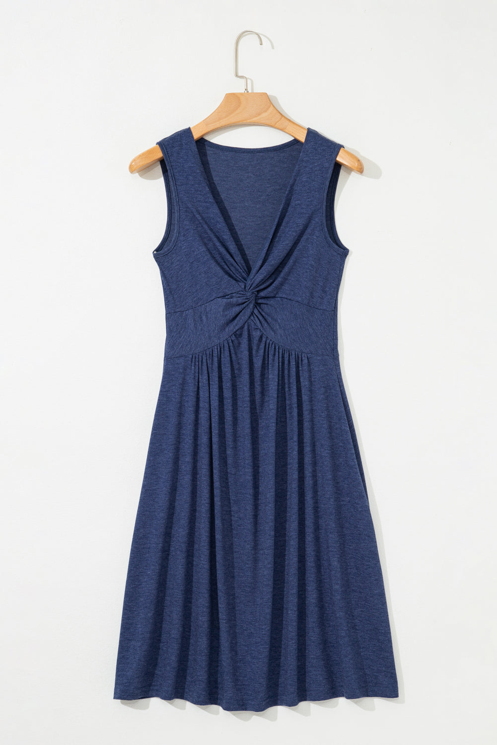 Dirty blue Twisted Bust V Neck Sleeveless Dress eAura