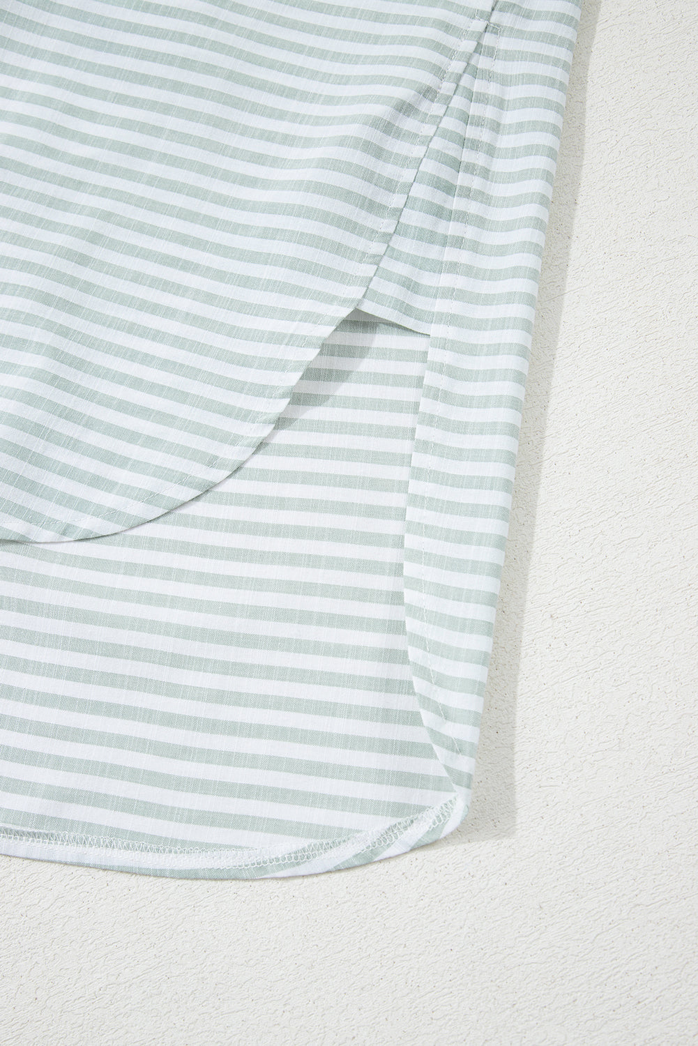 White Stripe Collared V Neck Chest Pocket Long Sleeve Beach Cover up eAura