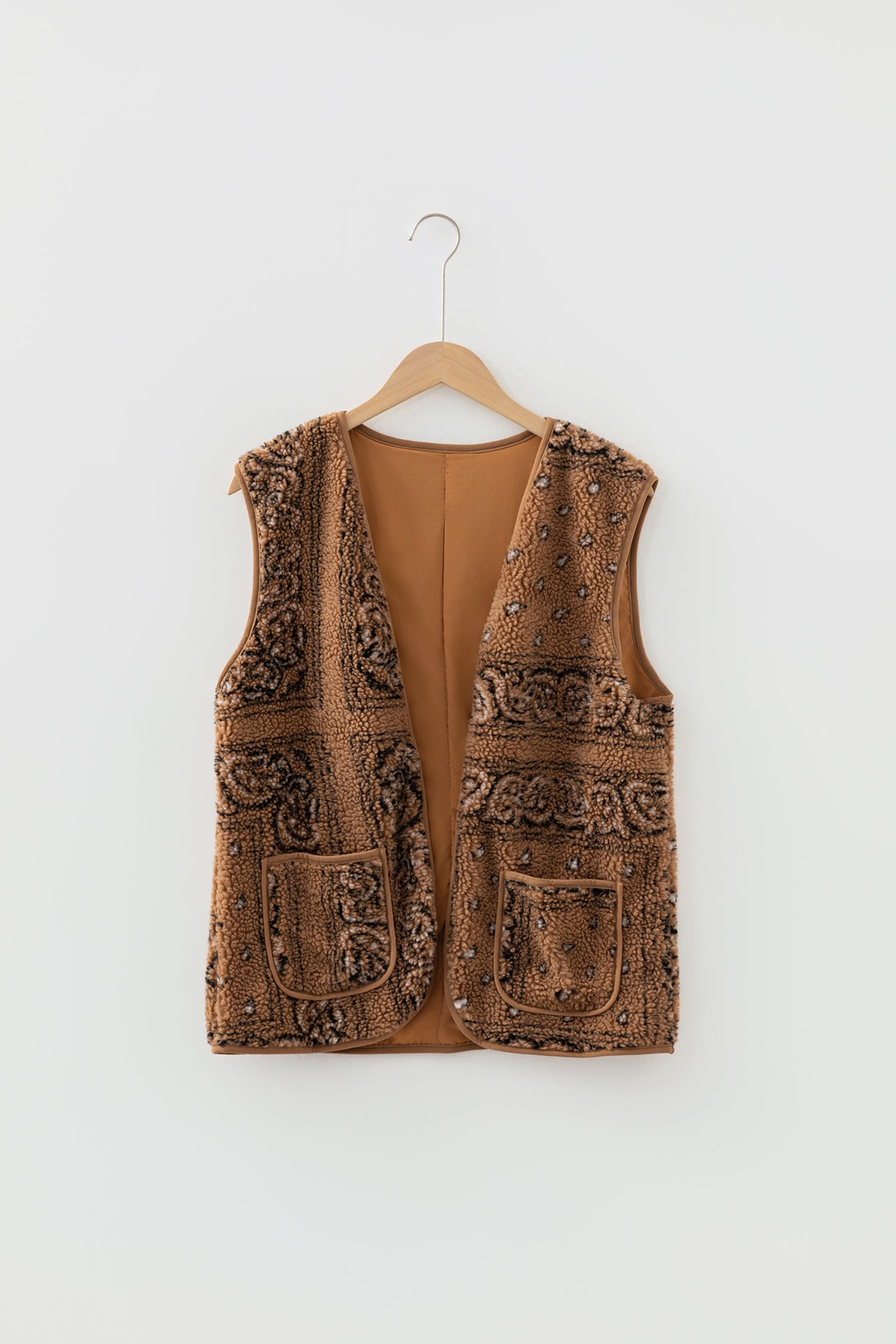 Print Pocketed Western Fashion Vest - Outerwear/Vests