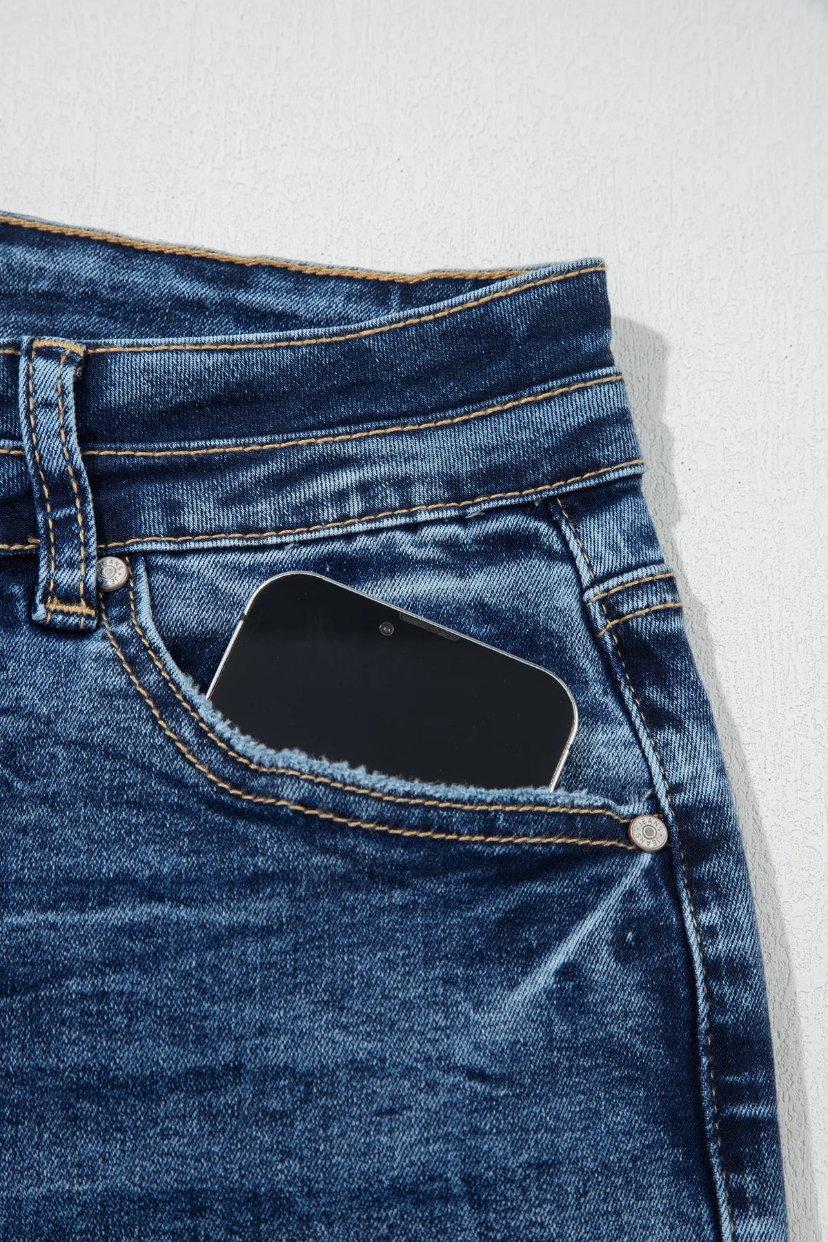 Acid Wash Pocket Detail Flare Jeans – Sail Blue