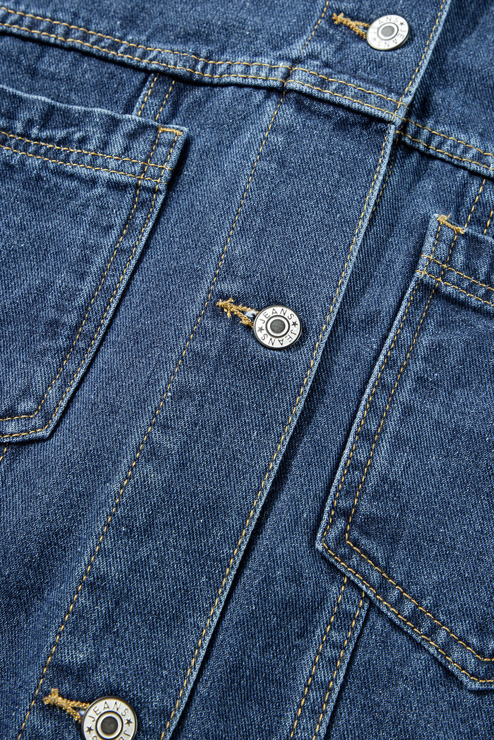 Dark Blue Washed Oversize Pocketed Denim Jacket Beagle Boutique Fashion Outlet