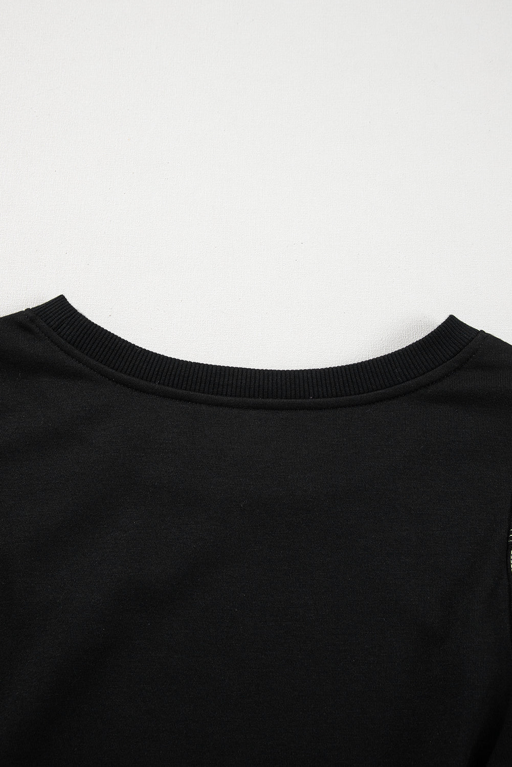Black Contrast Stitches Detail Puffy Half Sleeve Blouse - eAura