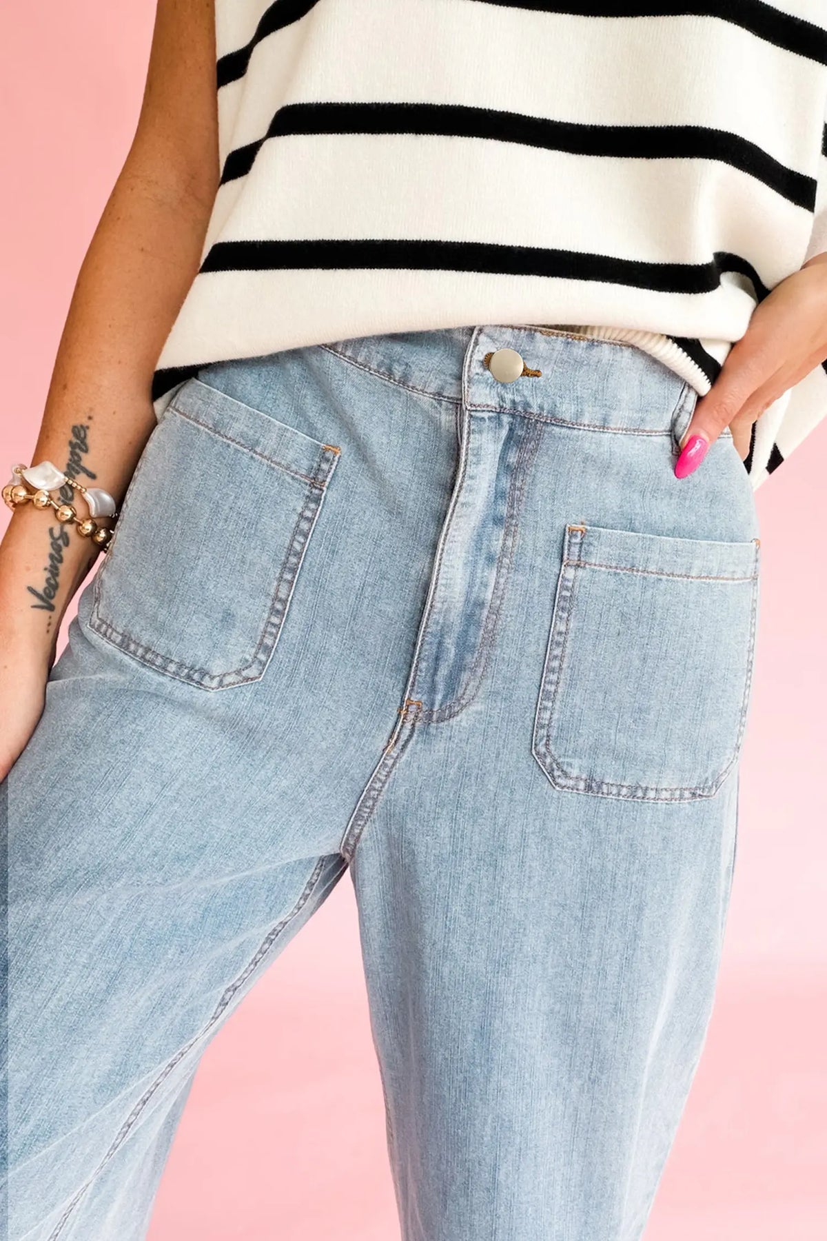Solid Full-Length Regular Pocket Detail Wholesale Denim Jeans – Beau Blue