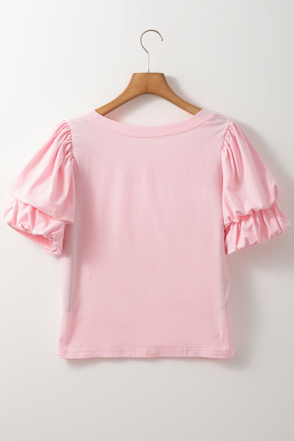 Light Pink Scoop Neck Bubble Sleeve Tee eAura