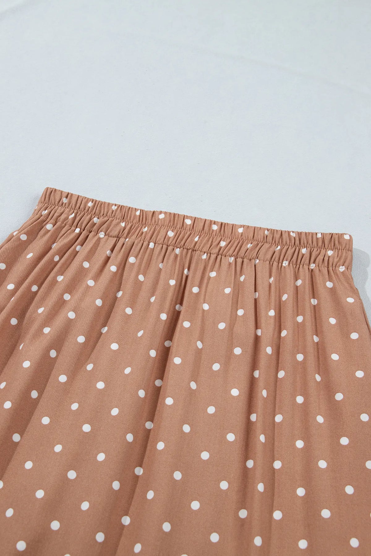 Polka Dot Lace Hem Elegant Long Shift Skirt – Khaki