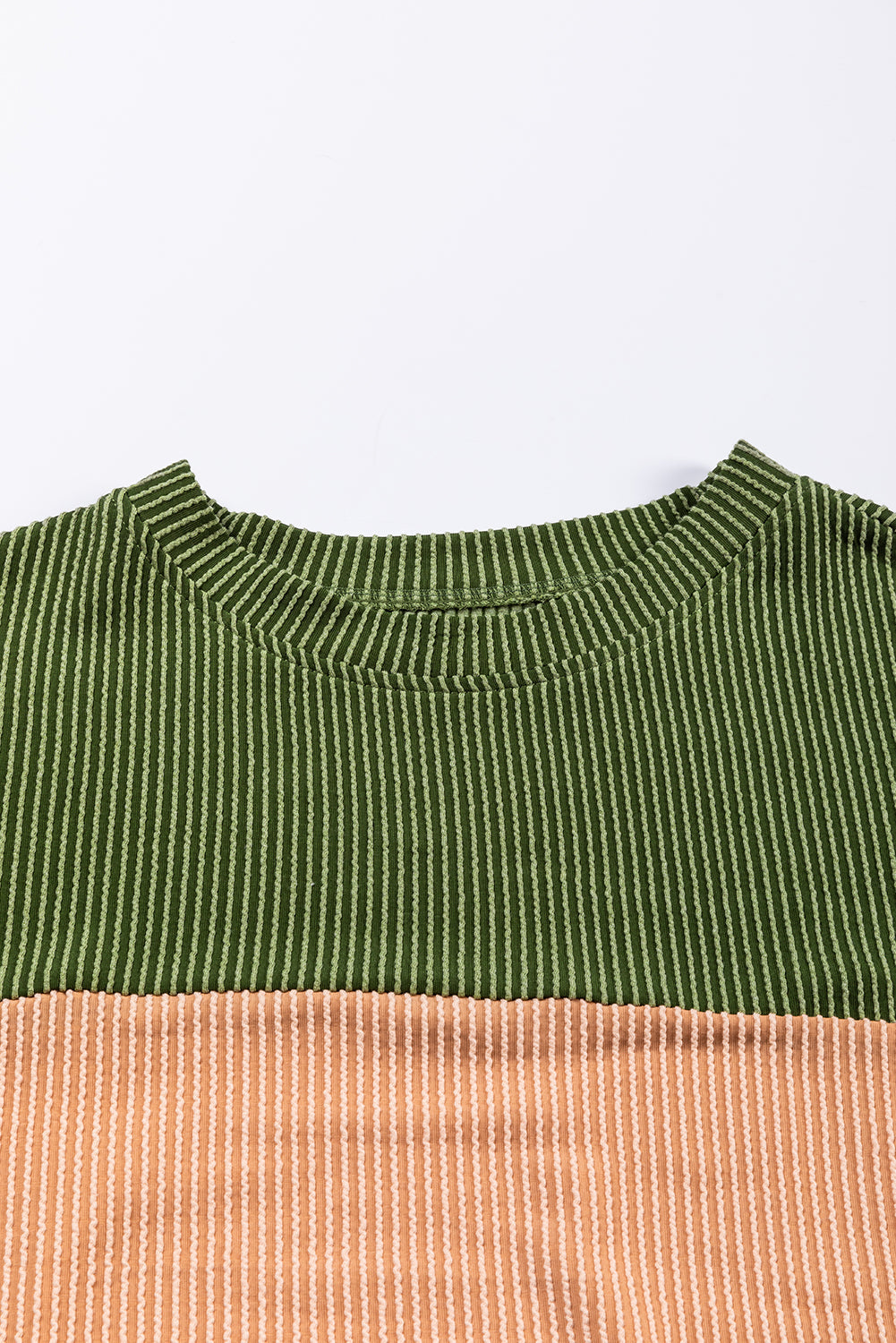 Multicolour Colour Block Long Sleeve Ribbed Loose Top eAura