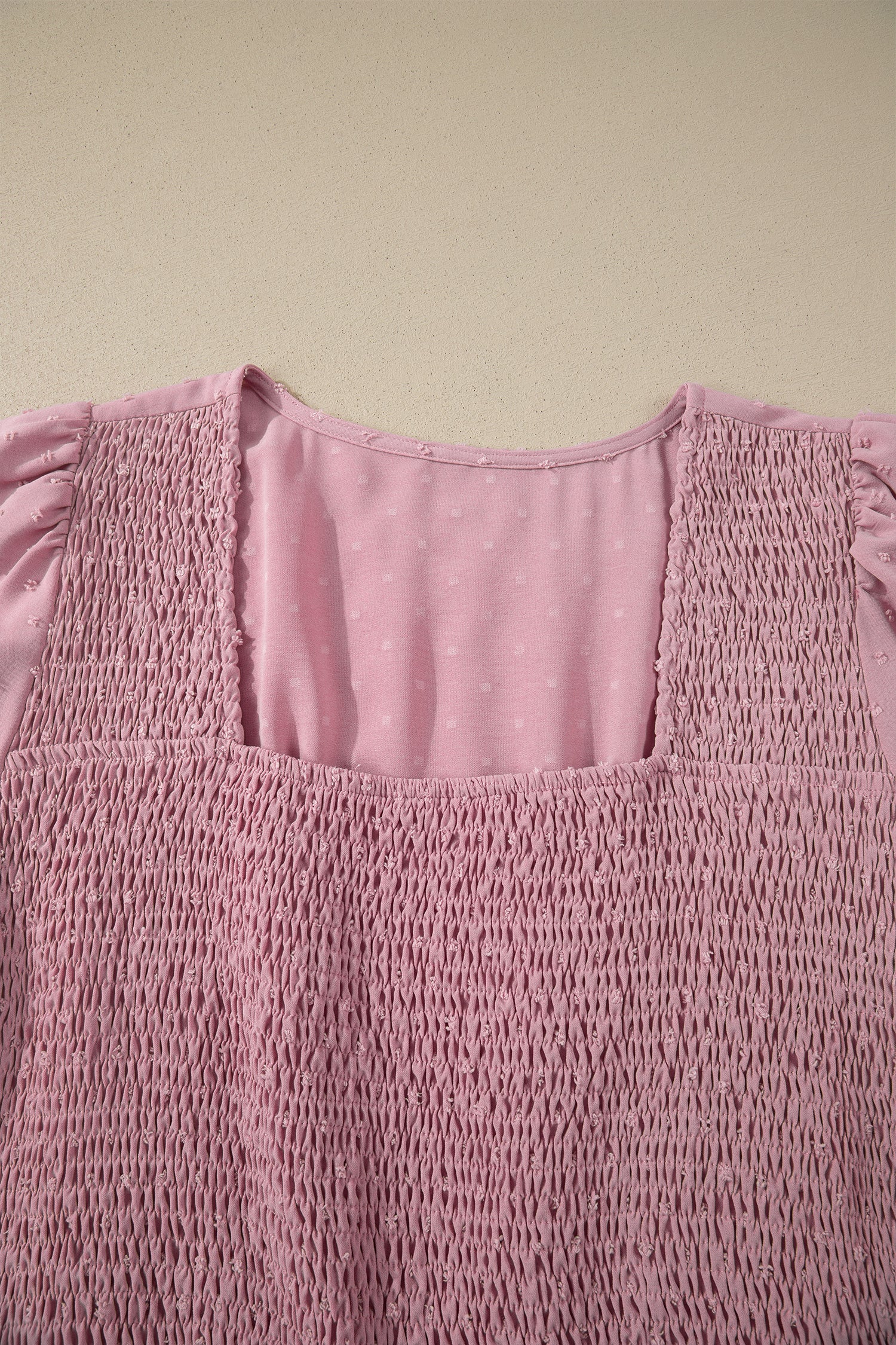 Plus Size Swiss Dot Smocked High Waist Flowy Midi Dress – Pink