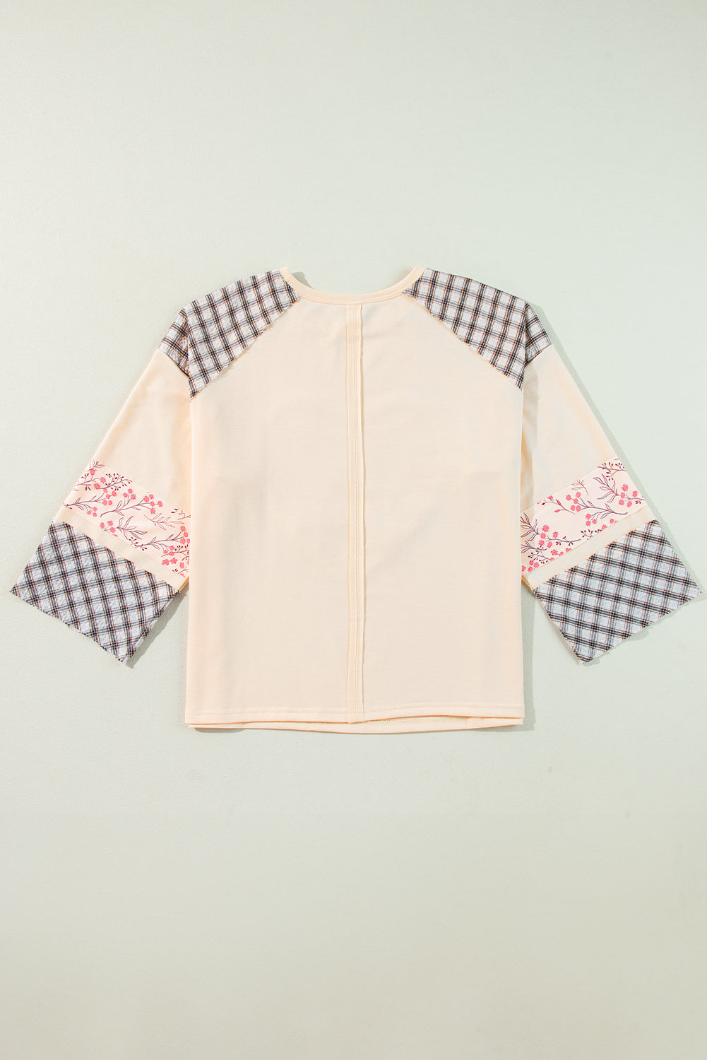 Clearly Aqua Plaid Floral Peace Heart Graphic Wide Long Sleeve Top Beagle Boutique Fashion Outlet