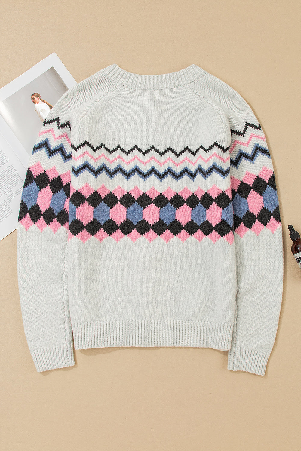Pink Stripe Geometric Button Up Sweater Cardigan Dear-Lover Dropshipping