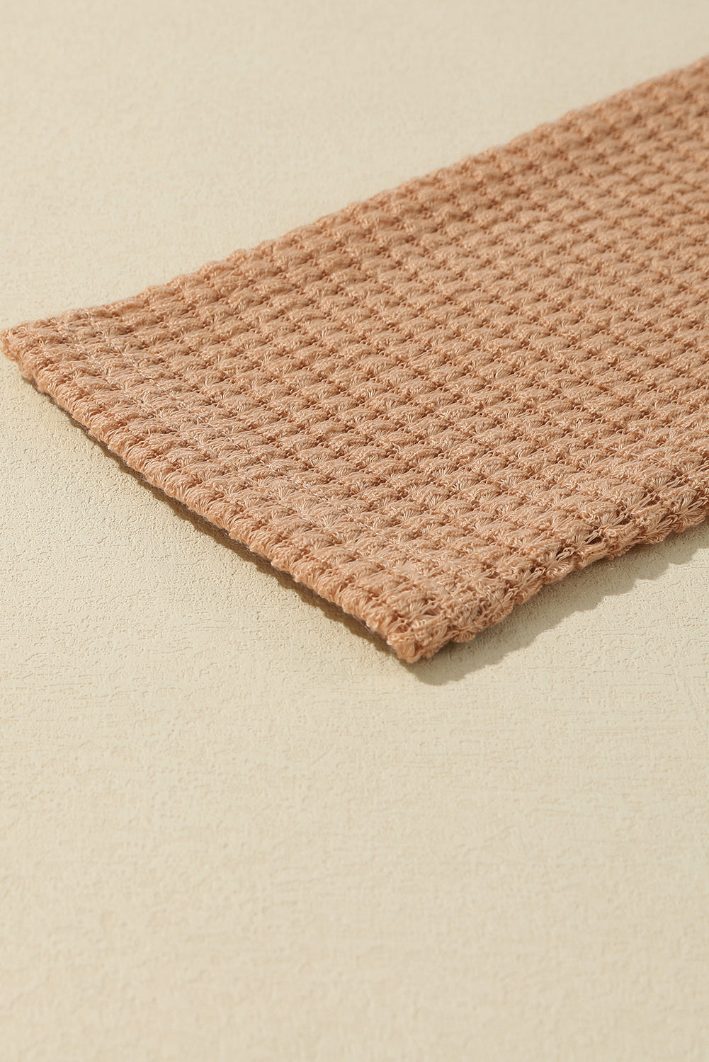 Khaki Waffle Knit High Slits Oversized Top - eAura