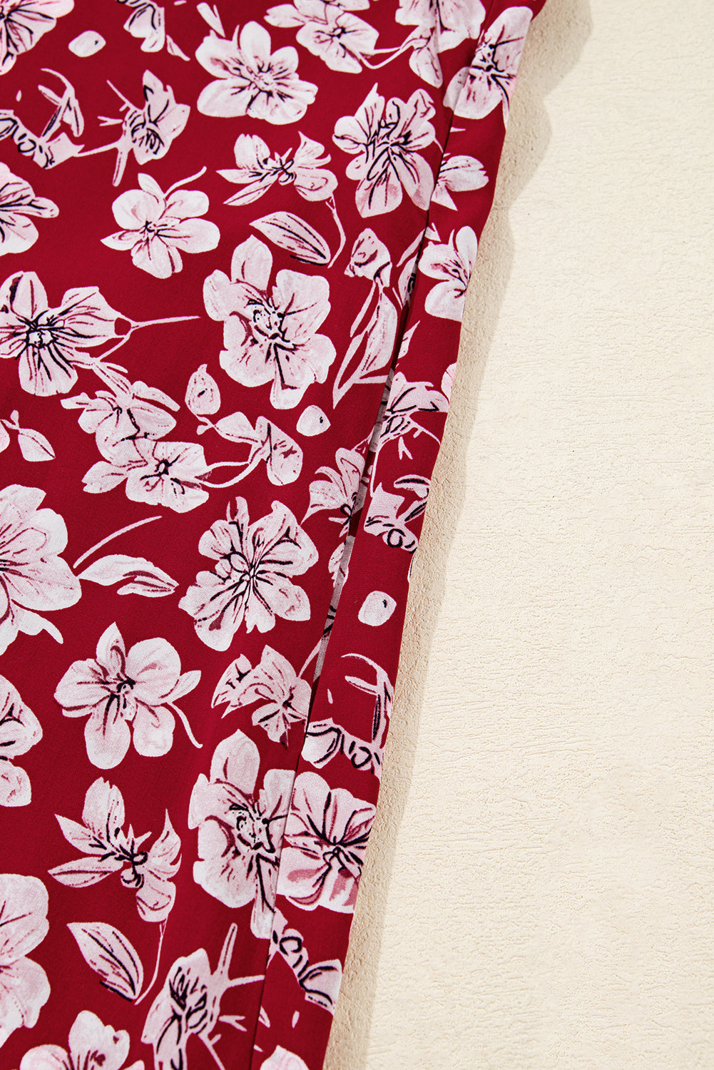 Purple Plus Floral Balloon Sleeve V Neck Relaxed Dress - eAura