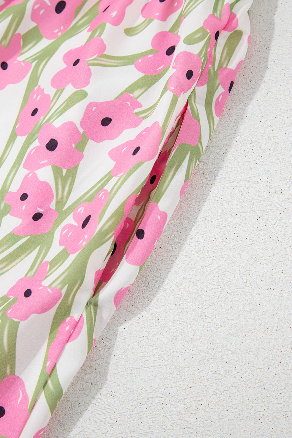 Pink Floral Print Square Neck Ruffled Strap Maxi Dress eAura