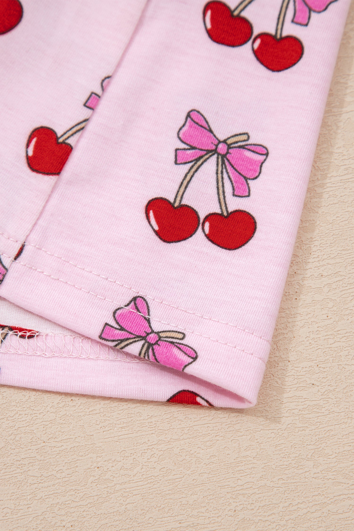 Cherry/Bow Print Short Pajama Set – Pink