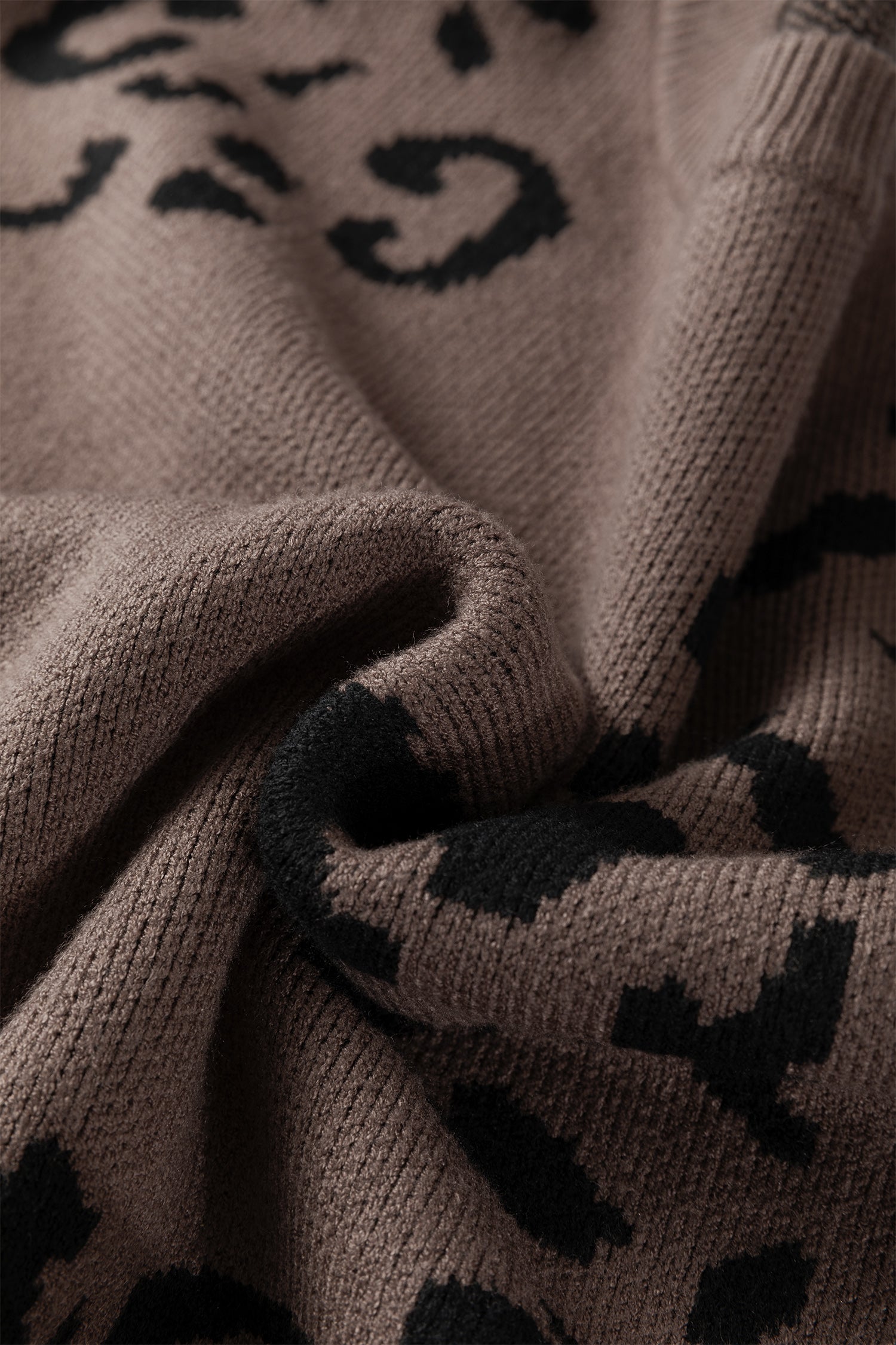 Asymmetric Leopard Print Detail Drop Shoulder Sweater - Sweaters & Cardigans/Sweaters