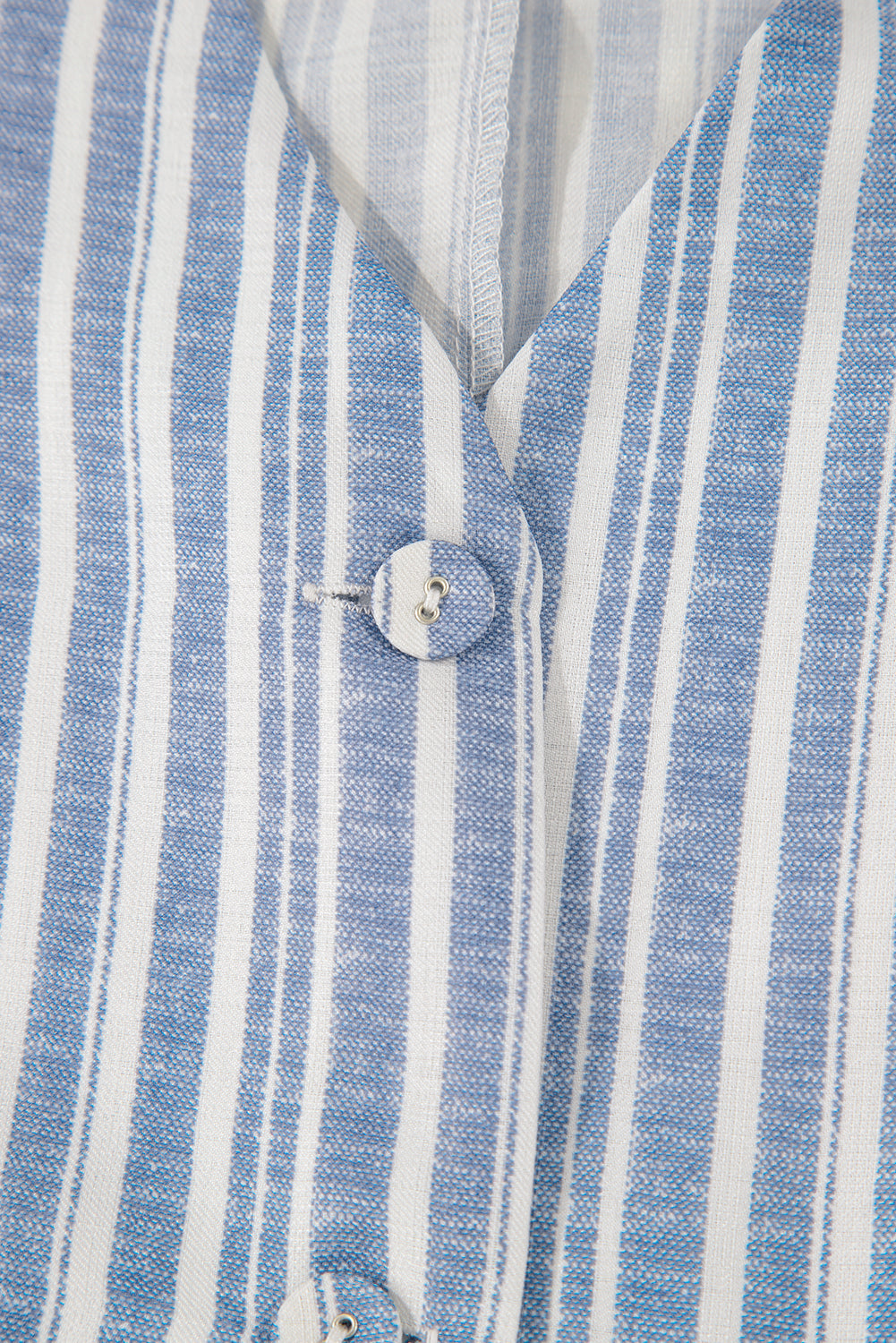 Sky Blue Stripe Buttoned Office Waistcoat Mini Skirt Set eAura