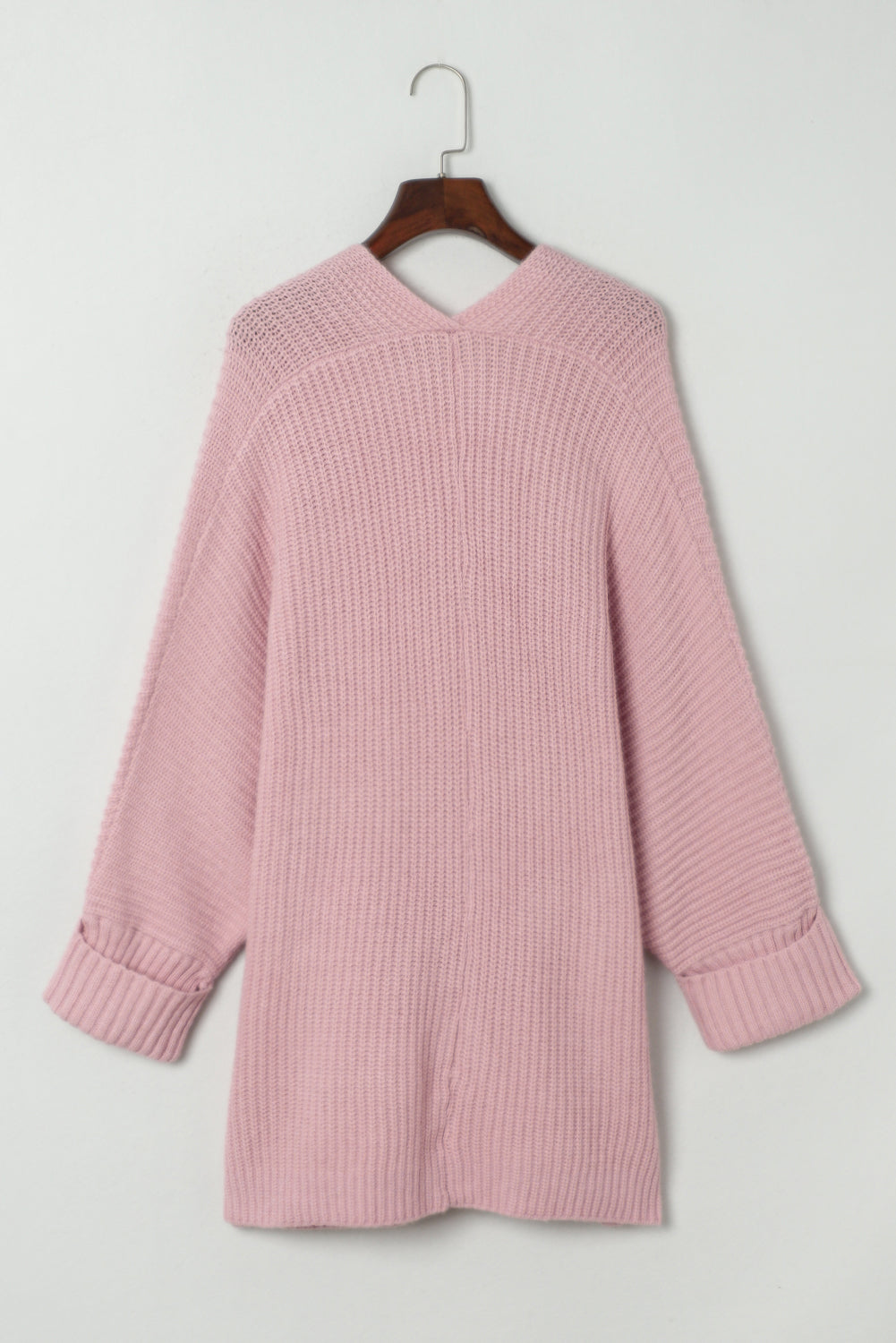 Pink Oversized Fold Over Sleeve Open Front Cardigan eAura