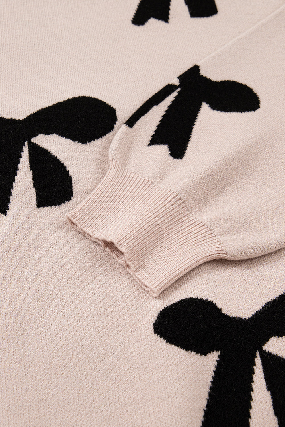 Pearl Embellished Bow Pattern Loose Sweater eAura