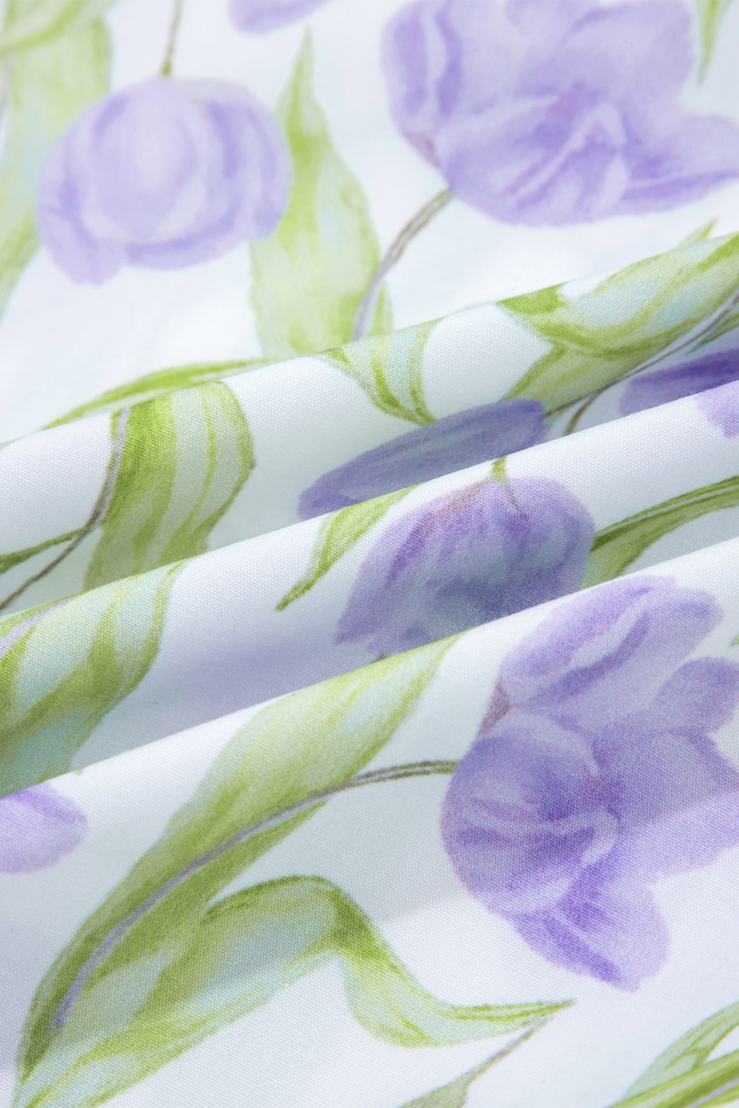 Tulip Floral Print Contrast Trim Midi Dress – Purple