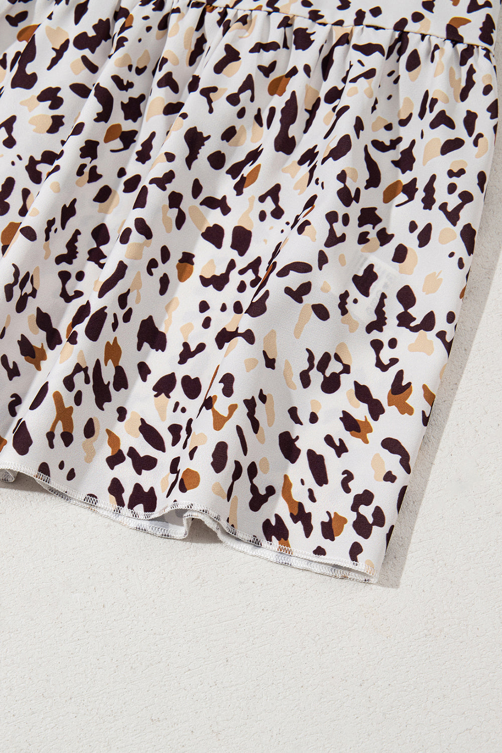 Khaki Leopard Ruffled Flutter Sleeve Keyhole Back Mini Dress - eAura