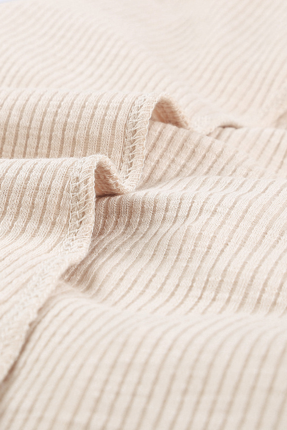 Beige Crochet Lace Hem Sleeve Button Top - eAura