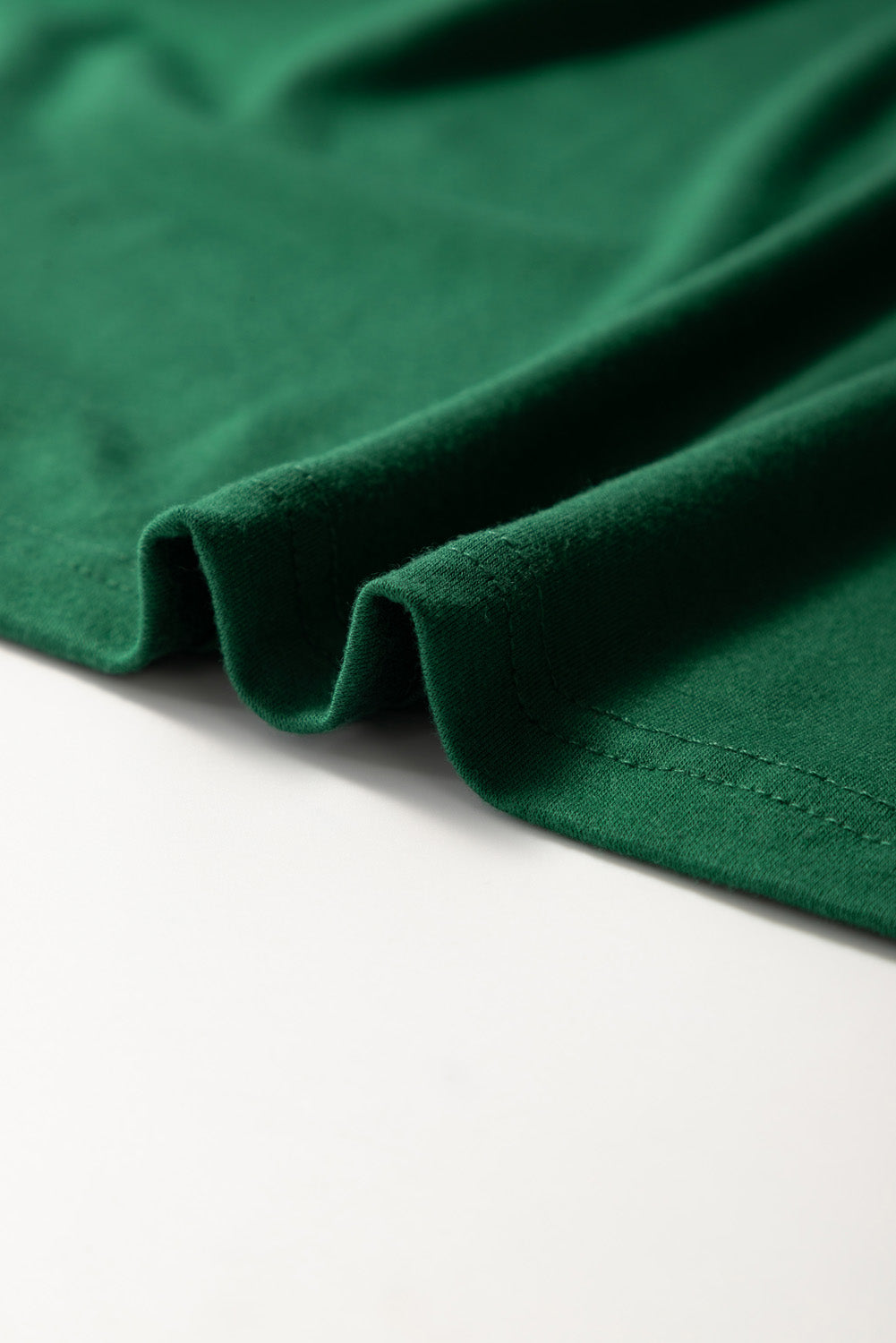 Dark Green Round Neck Rolled Sleeve Plus Size T-shirt BB Fashion Outlet