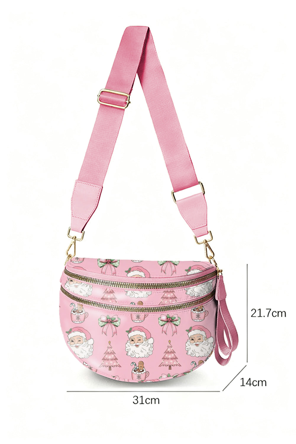 Chestnut Leopard Printed Double Zip PU Leather Crossbody Bag