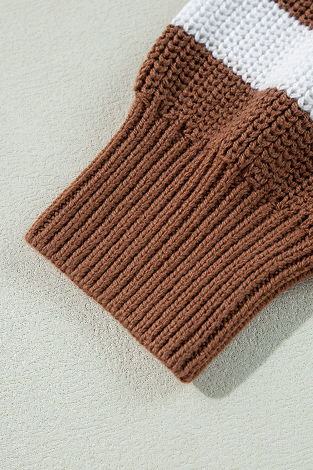 Red Stripe Geometric Textured Drop Shoulder Sweater eAura