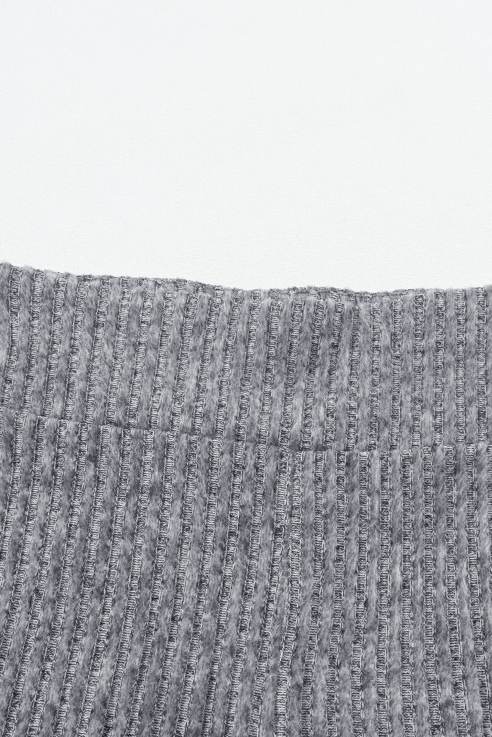 Grey Wide Waistband Ribbed Textured Knit Leggings Beagle Boutique Fashion Outlet