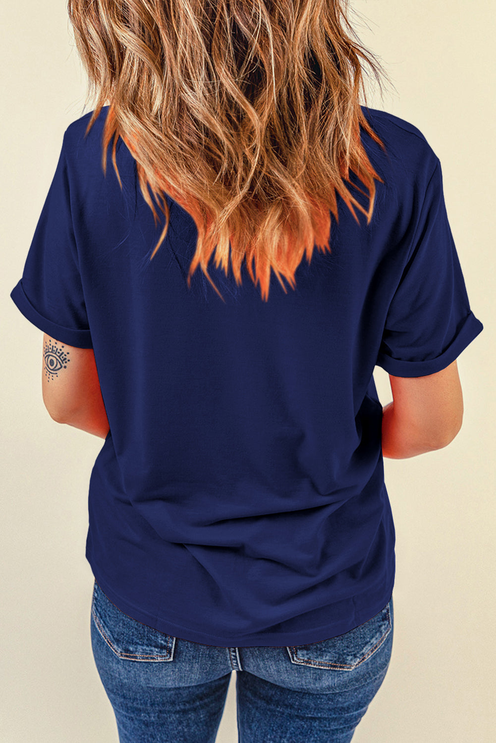 Casual Plain Crew Neck Tee T-Shirt